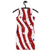 american-spirit-flag-patriotic-clothing-spandex-bodycon-dress-red-stripes-white-stripes-blue-stars-red-stars-white-stars-back-view-hangar
