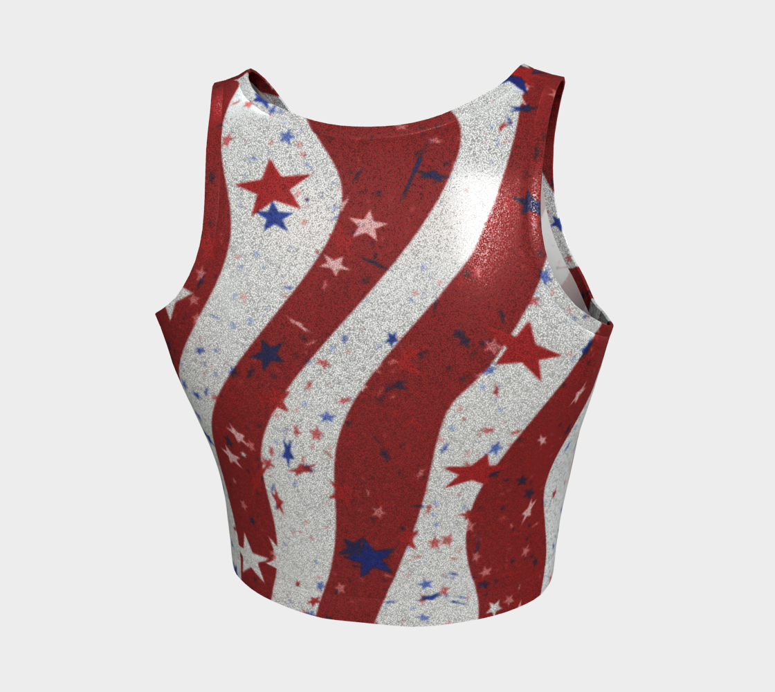 Star-Spangled Sparkle: Waving Flag Glitter Crop Top – HEROICU