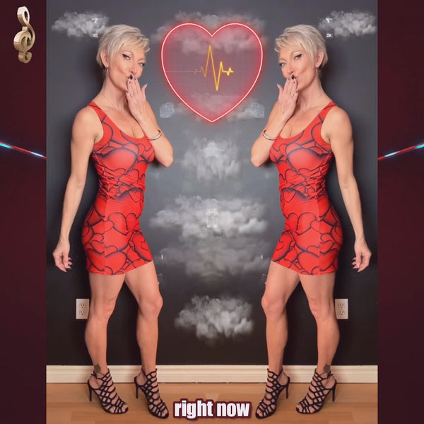 Queen of Hearts Spandex Dress with model Charlene