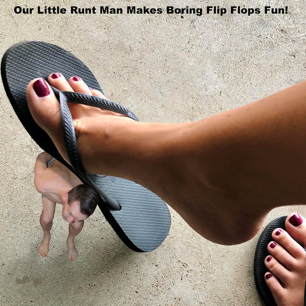 Woman Power Flipflops with Men Bowing Down or Crushed Underfoot