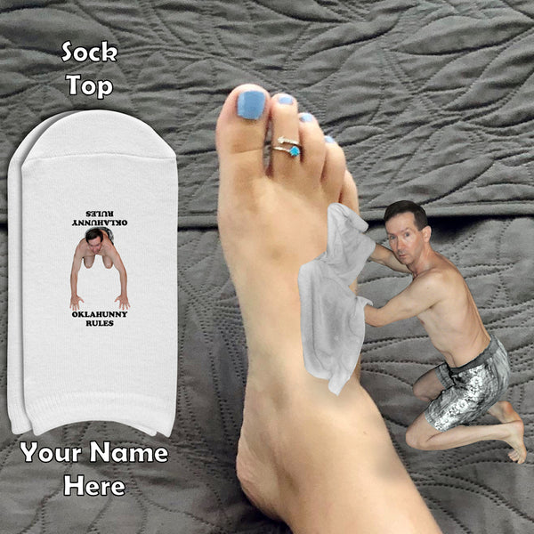 Our little runt man custom socks love you more than you do (is that possible?)