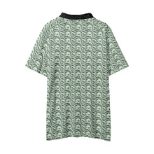 Men’s $100 Bill Pattern Polo Shirt – Short Sleeve Button-Up Golf, Tennis & Casual Wear Shirt with Cash Pattern and Black Collar