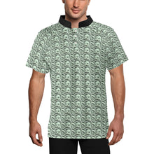 Men’s $100 Bill Pattern Polo Shirt – Short Sleeve Button-Up Golf, Tennis & Casual Wear Shirt with Cash Pattern and Black Collar