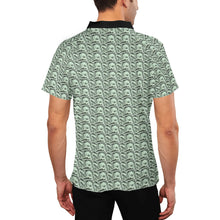 Men’s $100 Bill Pattern Polo Shirt – Short Sleeve Button-Up Golf, Tennis & Casual Wear Shirt with Cash Pattern and Black Collar