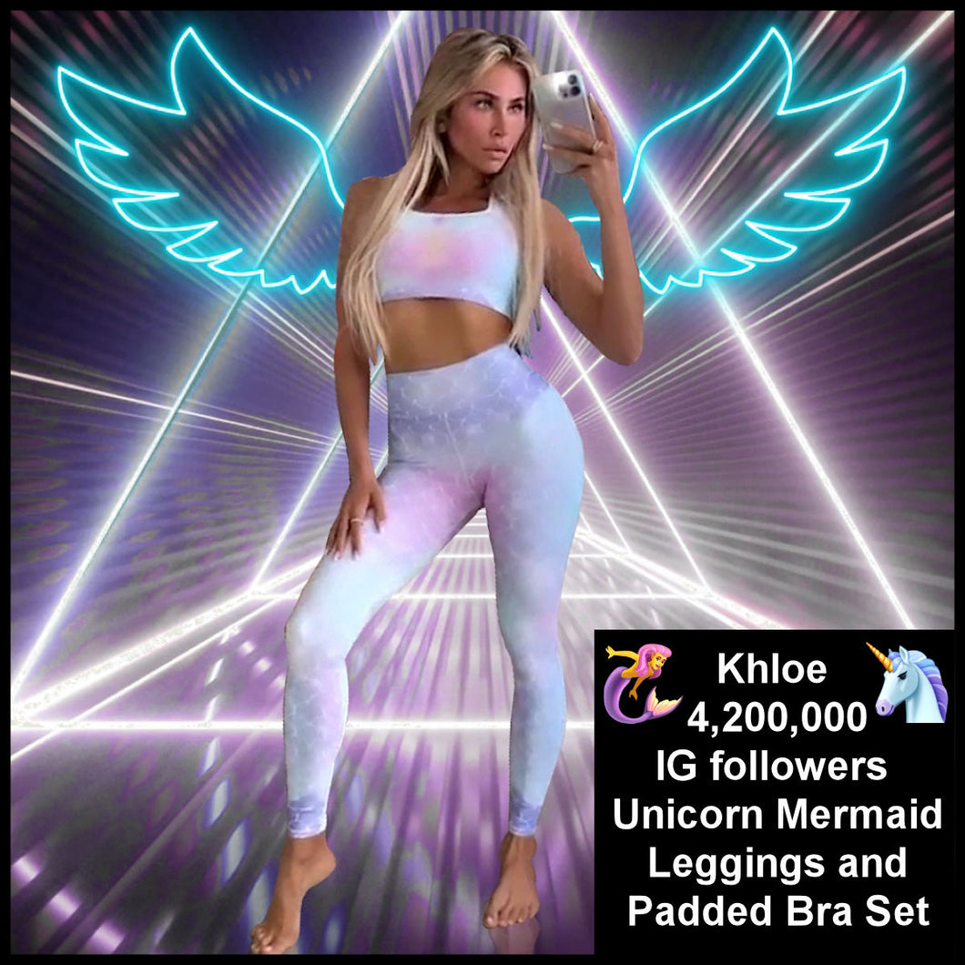    Khloe-Terae-Modeling-Best-Womens-Unicorn-Mermaid-Padded-Bra-Leggings-Enchanting-Comfy-Fantasy-Gym-Wear-HeroicU-Design-Viral-Instagram-Little-Runt-Man