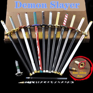 17 Styles Japan Anime Demon Slayer Kimetsu no Yaiba Weapon Sword Model Gel Pen 0.5mm Black Refill Cosplay Prop Kid Student Gift