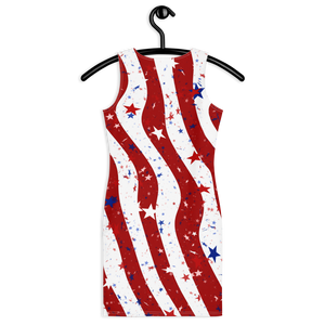    american-spirit-flag-patriotic-clothing-spandex-bodycon-dress-red-stripes-white-stripes-blue-stars-red-stars-white-stars-back-view-hangar