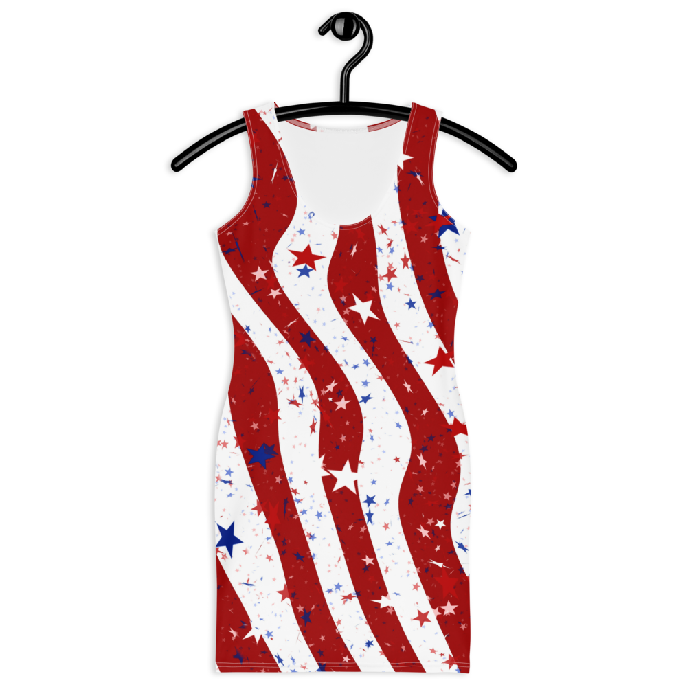 Dazzling American Patriotic Spandex Bodycon Dress S Dazzling American Patriotic Spandex Bodycon Dress S