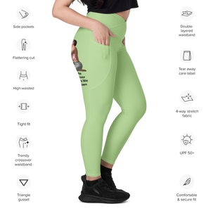 average-size-woman-viral-pale-green-high-waist-crossover-leggings-side-pocket-view