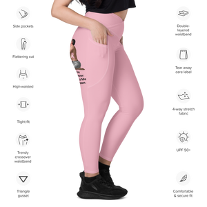 average-size-woman-viral-pale-pink-high-waist-crossover-leggings-side-pocket-view