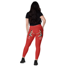 average-size-woman-viral-red-high-waist-crossover-leggings-back-view