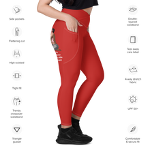 average-size-woman-viral-red-high-waist-crossover-leggings-side-pocket-view