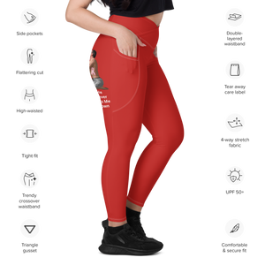 average-size-woman-viral-red-high-waist-crossover-leggings-side-pocket-view