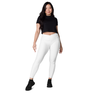 average-size-woman-viral-white-high-waist-crossover-leggings-front-view