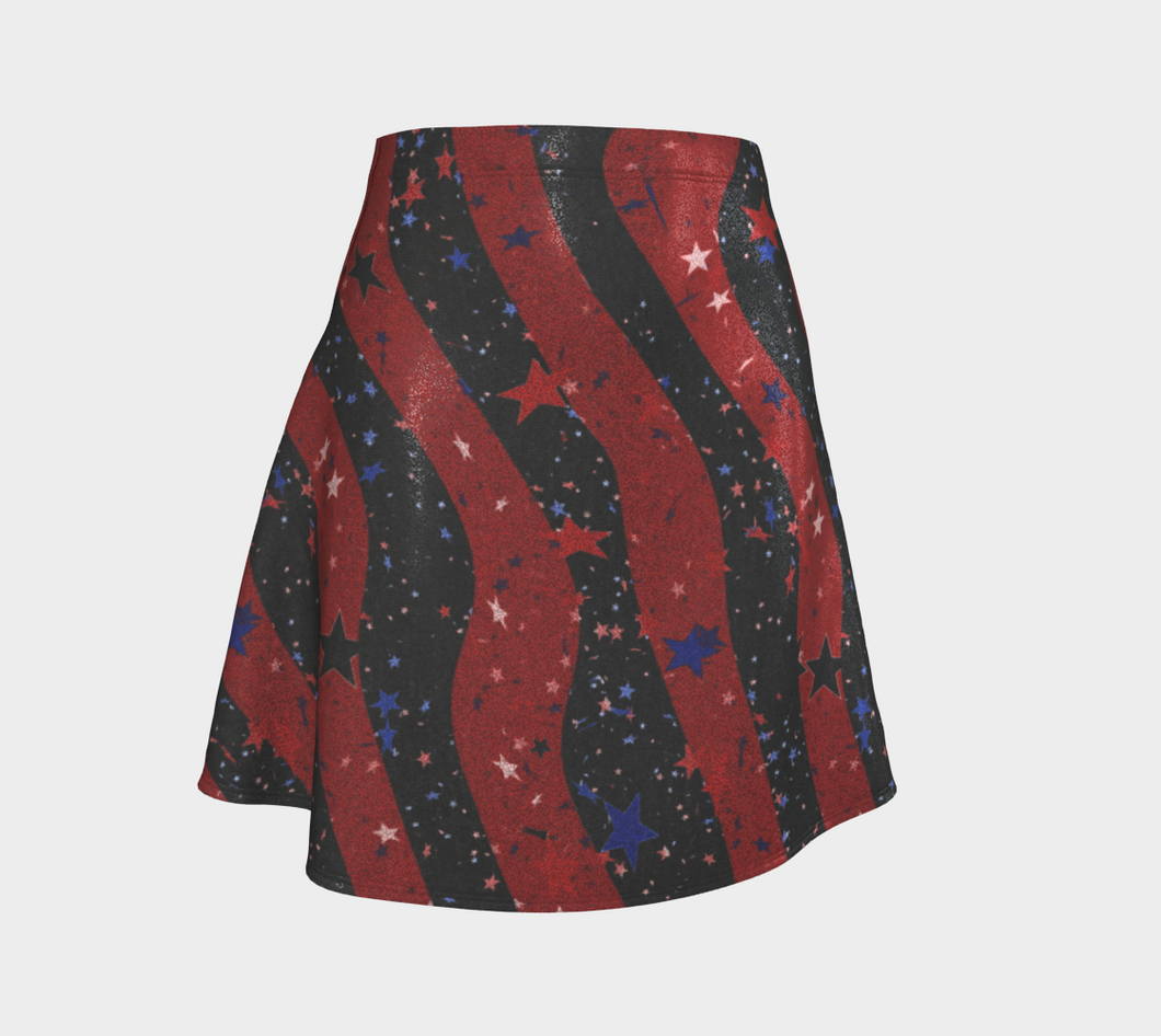 best-heroicu-glitter-flare-skirt-mid-thigh-above-the-knee-usa-patriotic-red-white-blue-dark-front-view