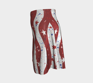 best-heroicu-glitter-flare-skirt-mid-thigh-above-the-knee-usa-patriotic-red-white-blue-left-view