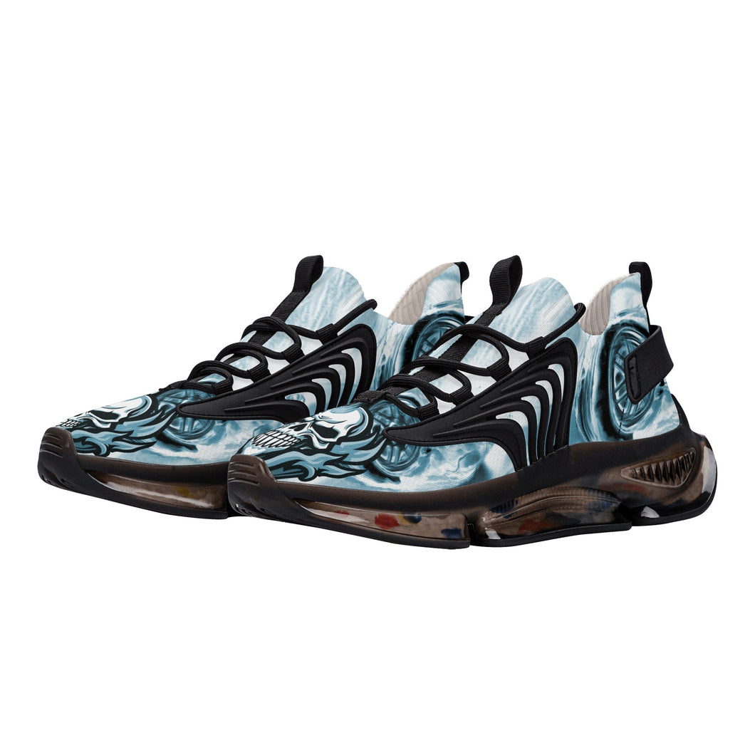    blue-flaming-skull-flaming-wheels-best-womens-react-heel-running-shoes-comfort-style-oblique-view-heroicu-brand
