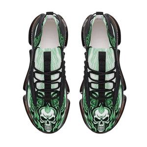    green-flaming-skull-flaming-wheels-best-womens-react-heel-running-shoes-comfort-style-top-view-heroicu-brand
