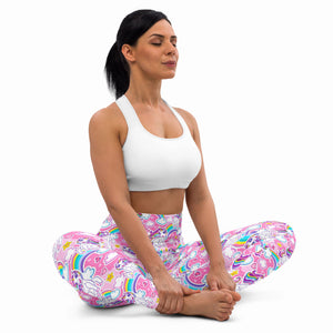    heroicu-best-womens-pink-cartoon-unicorn-all-over-print-yoga-leggings-seated-front-view