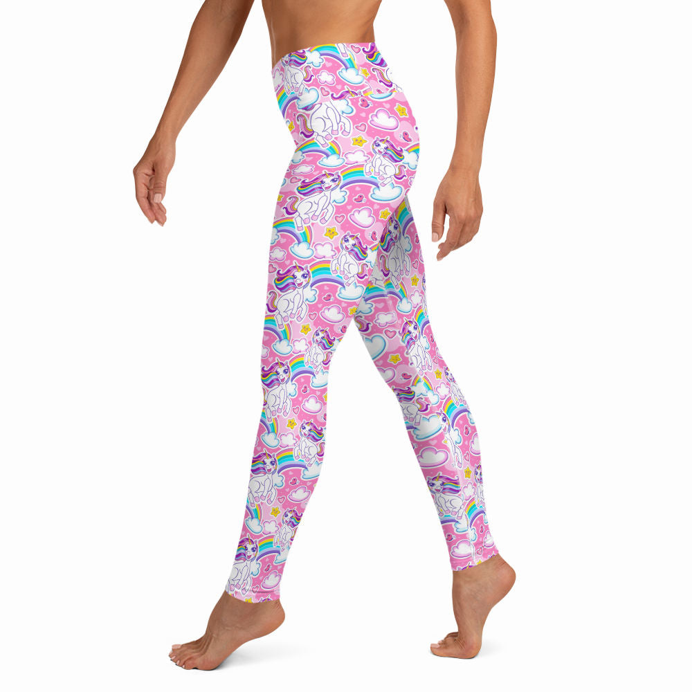 heroicu-best-womens-pink-cartoon-unicorn-all-over-print-yoga-leggings-standing-yoga-pose-side-close-view