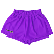 purple athletic shorts with an elastic waistband and a small 'HEROIC U' logo on the right leg, shown on a plain white background