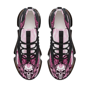    pink-flaming-skull-flaming-wheels-best-womens-react-heel-running-shoes-comfort-style-top-view-heroicu-brand