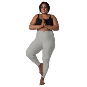 plus-size-woman-viral-gray-high-waist-crossover-leggings-front-view