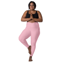 plus-size-woman-viral-pale-pink-high-waist-crossover-leggings-front-view