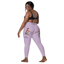 plus-size-woman-viral-pale-purple-high-waist-crossover-leggings-back-left-side-view