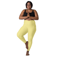 plus-size-woman-viral-pale-yellow-high-waist-crossover-leggings-front-view