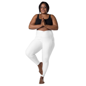 plus-size-woman-viral-white-high-waist-crossover-leggings-front-view