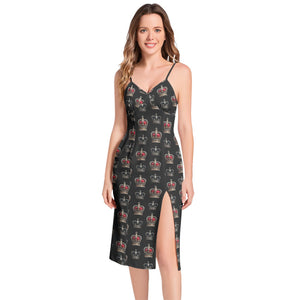 queen-princess-iconic-split-thigh-spaghetti-strap-black-dress-bodycong-front-view