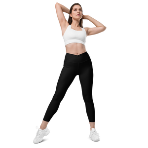 thin-woman-viral-black-high-waist-crossover-leggings-front-view