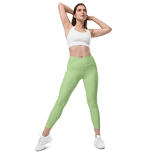 thin-woman-viral-pale-green-high-waist-crossover-leggings-front-view