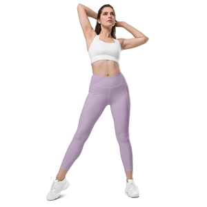 thin-woman-viral-pale-purple-high-waist-crossover-leggings-front-view