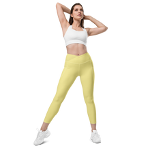 thin-woman-viral-pale-yellow-high-waist-crossover-leggings-front-view