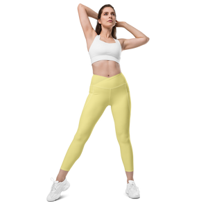 thin-woman-viral-pale-yellow-high-waist-crossover-leggings-front-view