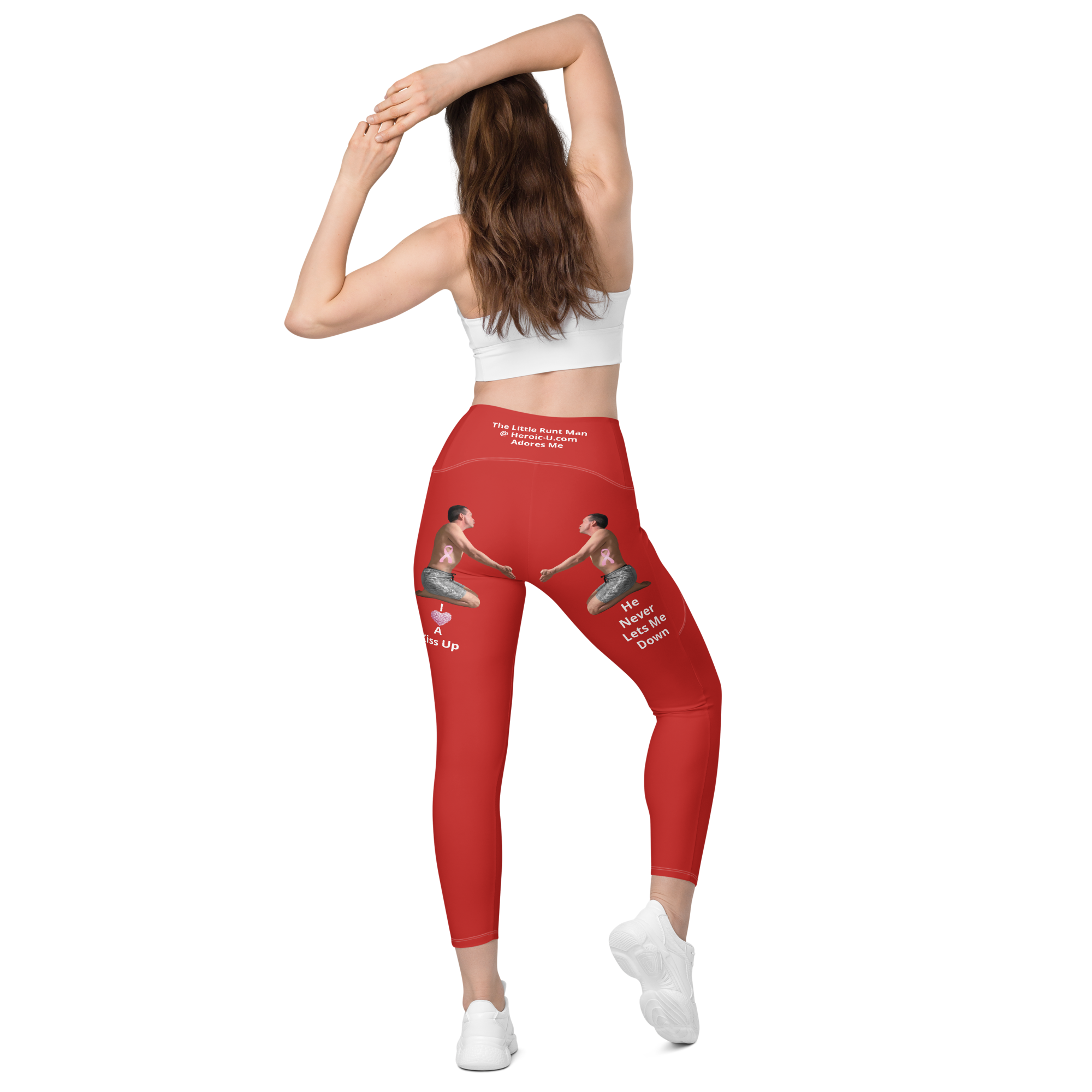 thin-woman-viral-red-high-waist-crossover-leggings-back-view