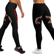 LITTLRED GODDESS Custom Name Leggings – Black with Red Power Script & Interactive Miniature Men Design