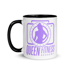 Queen Fitness Academy Ceramic Mug Black Color Inside and Pale Purple Logo