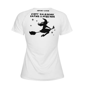 womens-best-white-halloween-shirt-every-calm-down-earns-a-free-ride-witch-on-broom-tiny-little-runt-man-on-broom-angry-monster-letters-back-view