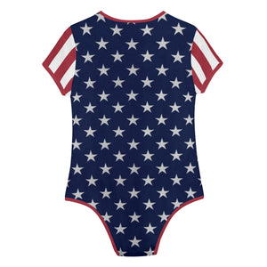 womens-red-white-blue-USA-american-flag-inspired-patriotic-stars-stripes-bodysuit-back-flat-view