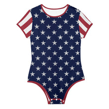 womens-red-white-blue-USA-american-flag-inspired-patriotic-stars-stripes-bodysuit-front-flat-view