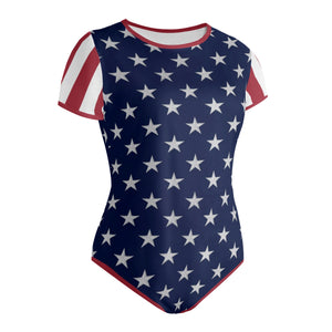 womens-red-white-blue-USA-american-flag-inspired-patriotic-stars-stripes-bodysuit-ghost-oblique-view