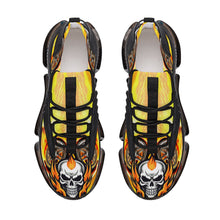 yellow-flaming-skull-flaming-wheels-best-womens-react-heel-running-shoes-comfort-style-top-view-heroicu-brand