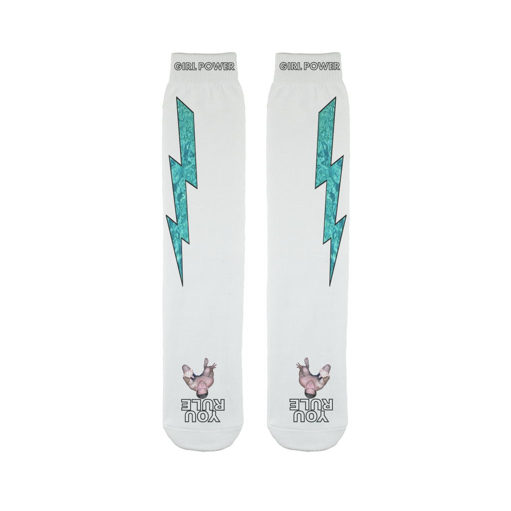 You Rule Girl Power Socks (WHITE) – Blue Water Lightning and a Flat Man Underfoot