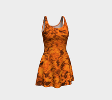 Mermaid flare dress orange skater dress front oblique view heroicu heroic-u