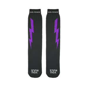 YOU RULE GIRL POWER SOCKS (BLACK) WITH PURPLE LIGHTNING SIMPLY YOU Sublimation Tube Sock