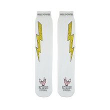 You Rule Girl Power Socks (White) - Yellow Lightning and a Flat Man Underfoot Sublimation Tube Sock