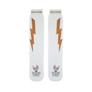You Rule Girl Power Socks (WHITE) – Orange Lightning and a Flat Man Underfoot Sublimation Tube Sock